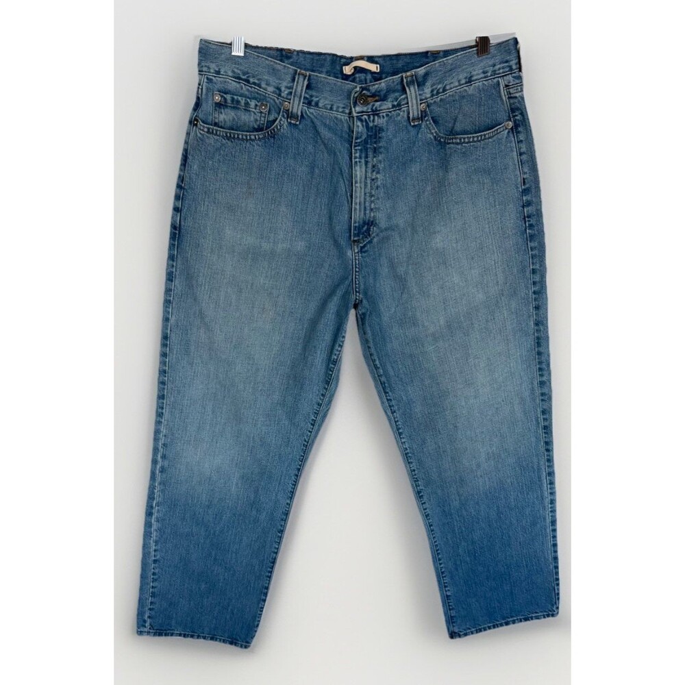 L.L. Bean Mens Baggy Fit Blue Denim Jeans 36x30 100% Cotton Made In Mexico